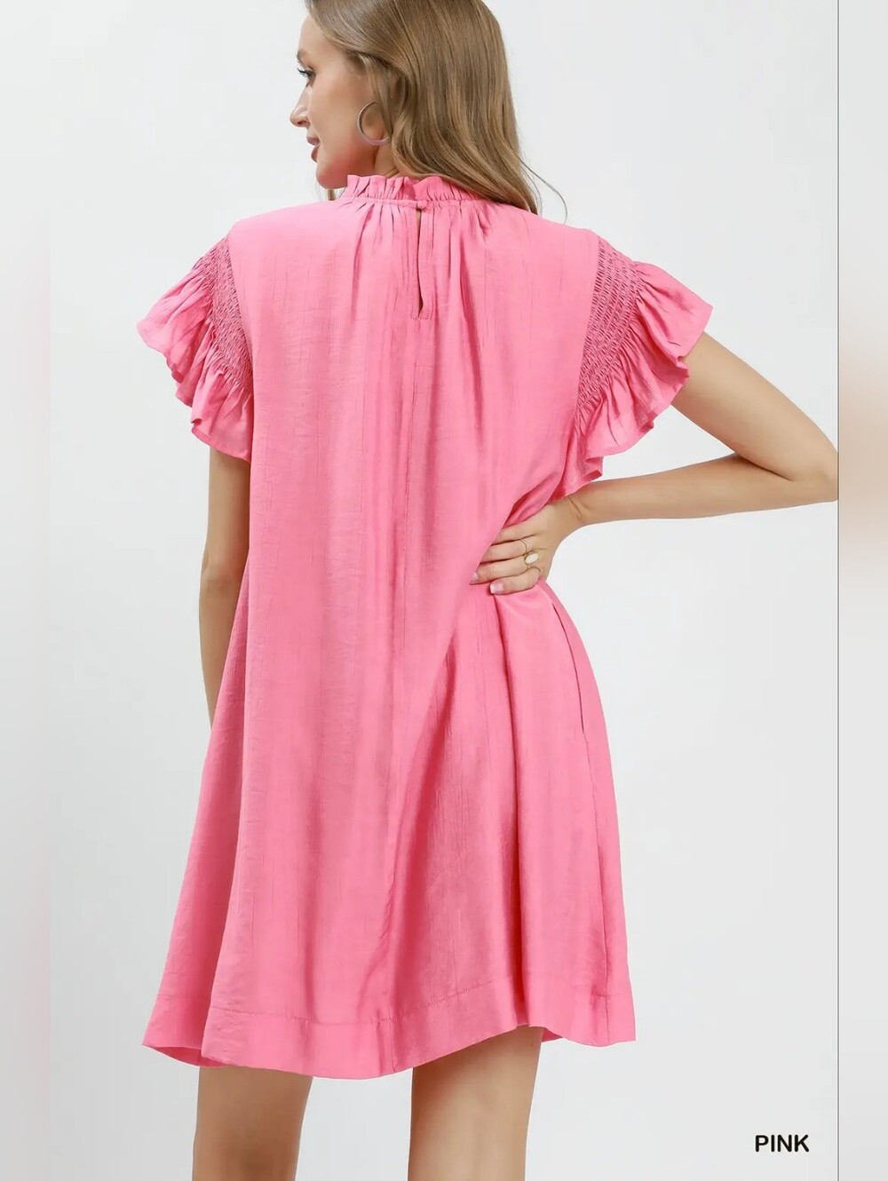 Umgee Ruffle Flutter Sleeve Dress - Picture 2 of 7